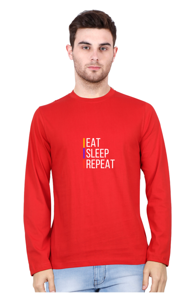 Printed Full Sleeve T Shirts eat sleep repeat Full Sleeve Printed Shirt