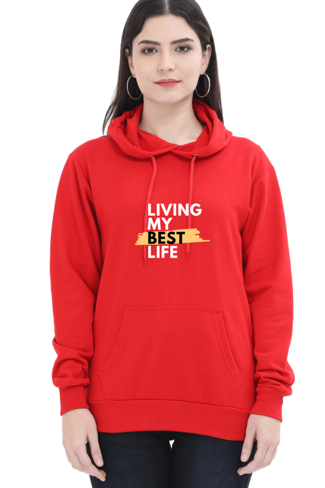 hoodies for women's living my best life printed hoodie