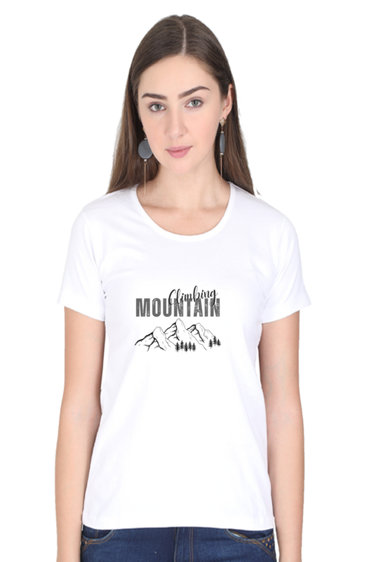 printed t shirts for women climbing mountain printed t shirts white