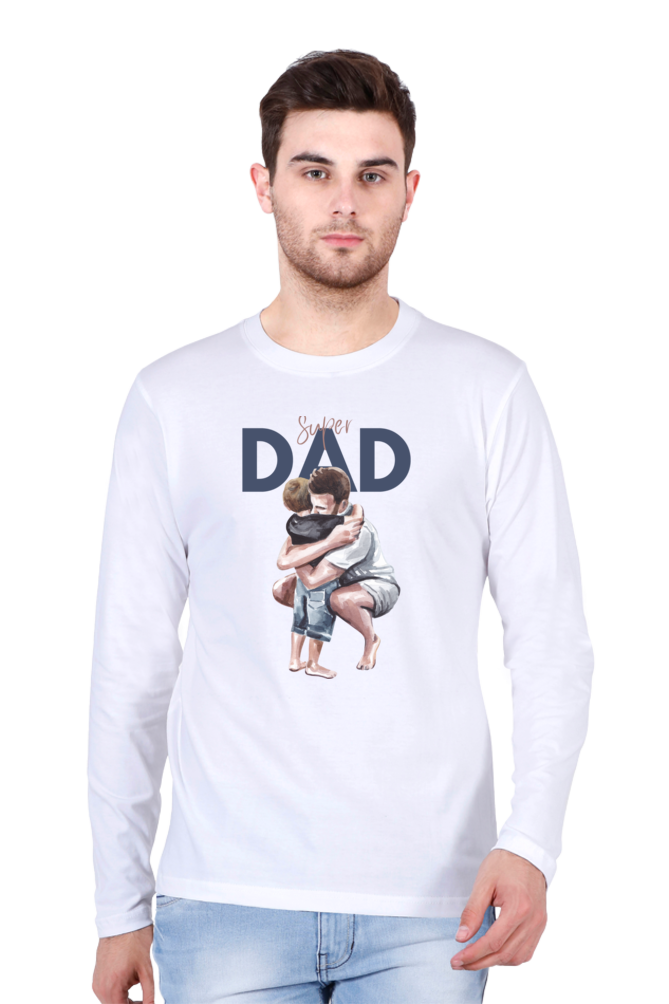 Printed Full Sleeve T Shirts super dad Full Sleeve Plain T Shirts