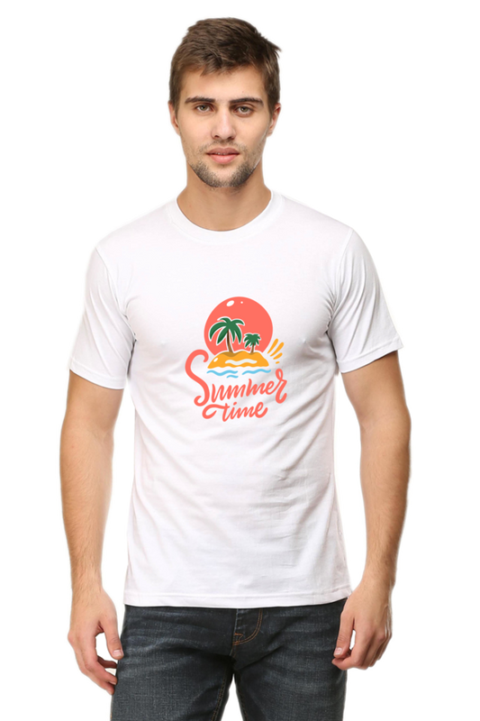 Printed T Shirts for Men summer time Printed T-Shirts White