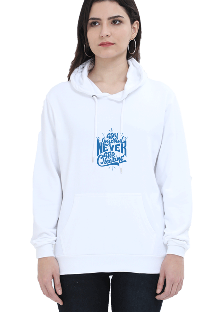 hoodies for women's never stop creating printed hoodies for women