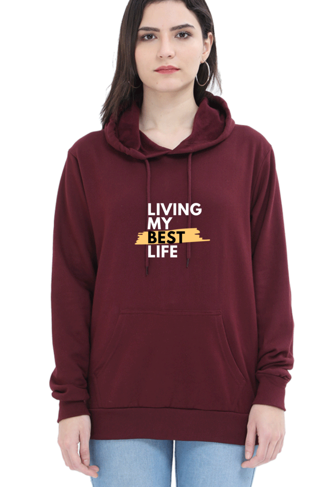 hoodies for women's living my best life printed hoodie