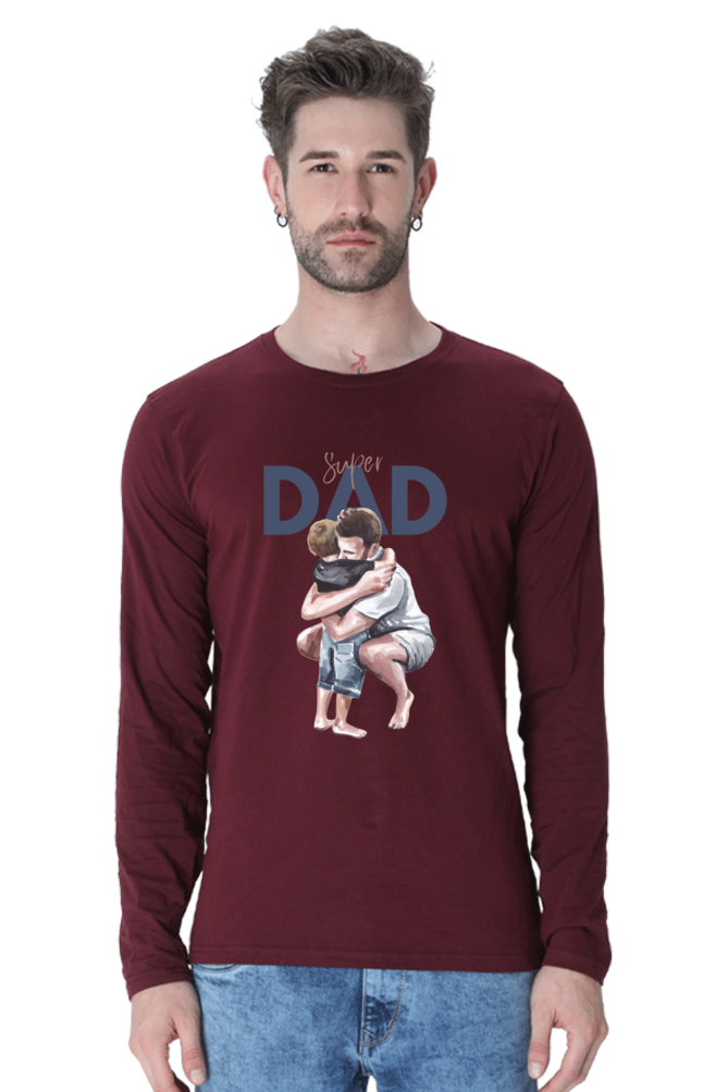 Printed Full Sleeve T Shirts super dad Full Sleeve Plain T Shirts