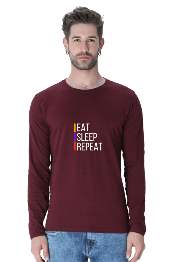 Printed Full Sleeve T Shirts eat sleep repeat Full Sleeve Printed Shirt