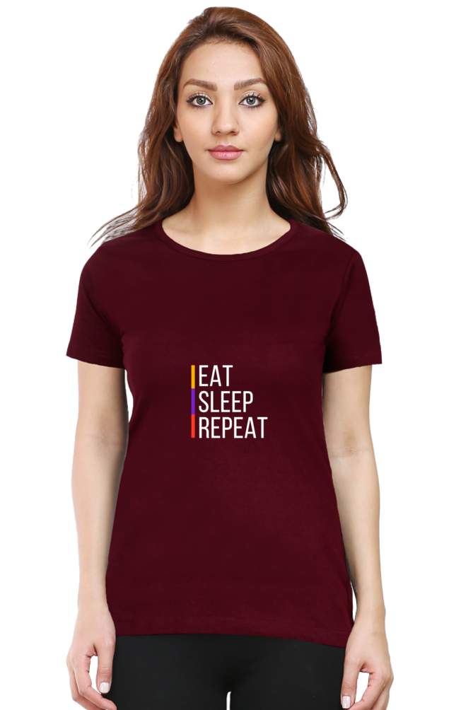 printed t shirts for women eat sleep repeat print to t shirt