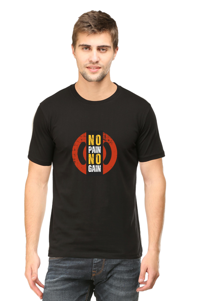 Printed T Shirts for Men no pain no gain Printed t-Shirts Black