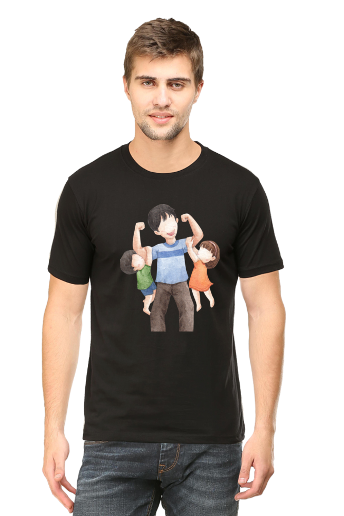 Print To t Shirt dad daughter and son Printed t-Shirts Black