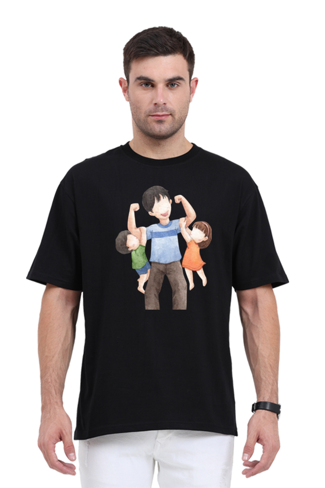 Oversized T Shirts dad daughter and son Oversized T Shirt In Black