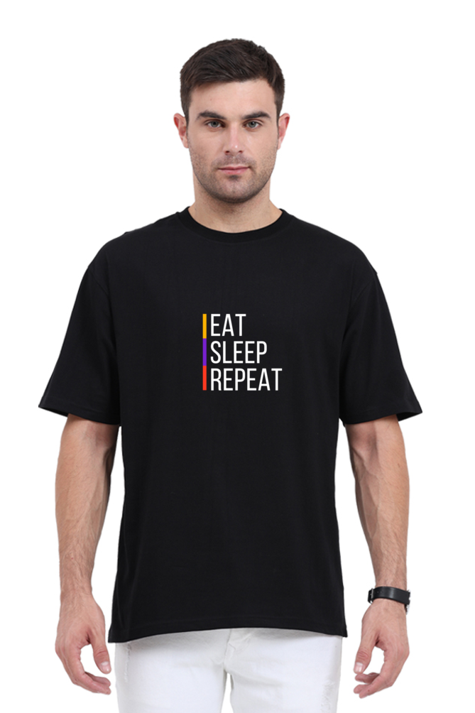 Oversized T Shirts eat sleep repeat Oversized T Shirt In Black