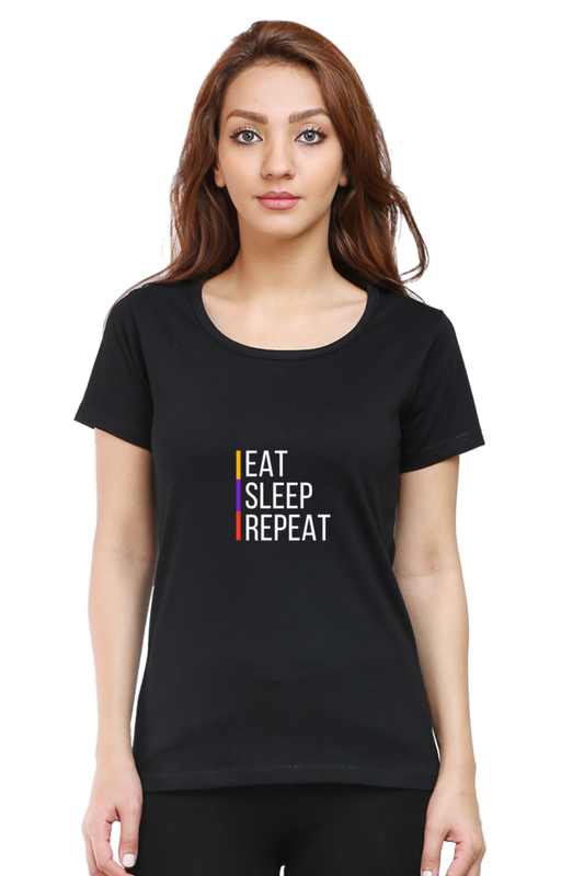 printed t shirts for women eat sleep repeat print to t shirt