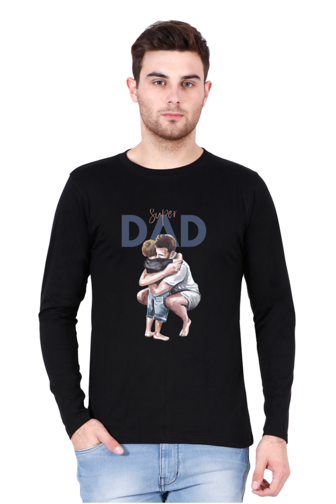 Printed Full Sleeve T Shirts super dad Full Sleeve Plain T Shirts