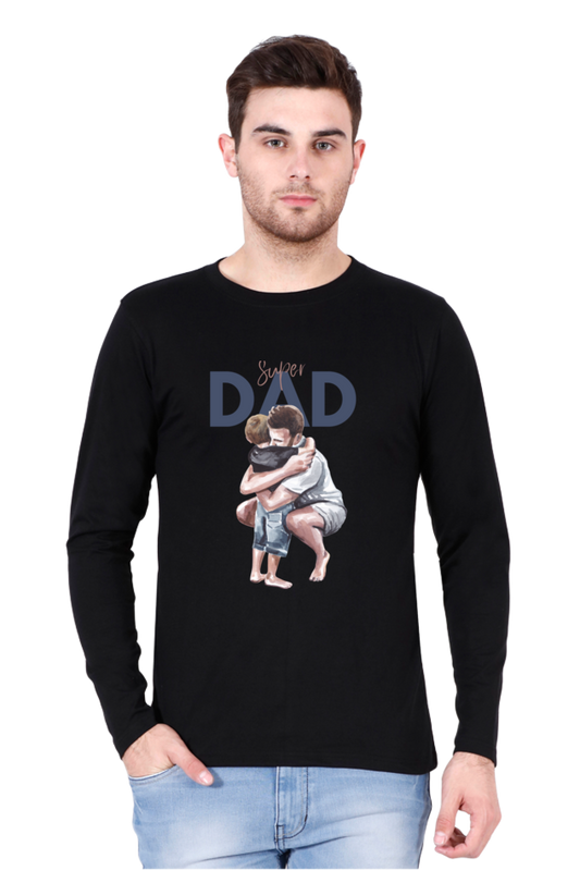 Printed Full Sleeve T Shirts super dad Full Sleeve Plain T Shirts