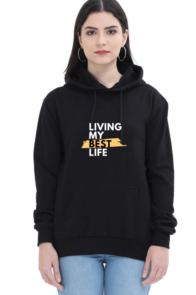 hoodies for women's living my best life printed hoodie