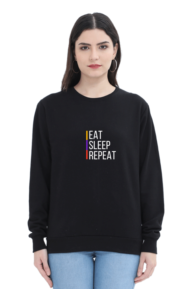 sweatshirts for women eat sleep repeat black sweatshirt women