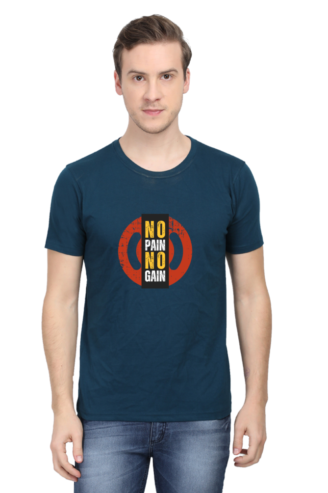 Printed T Shirts for Men no pain no gain Printed t-Shirts Black