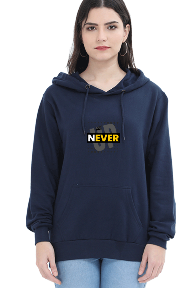 hoodies for women never give up printed hoodie