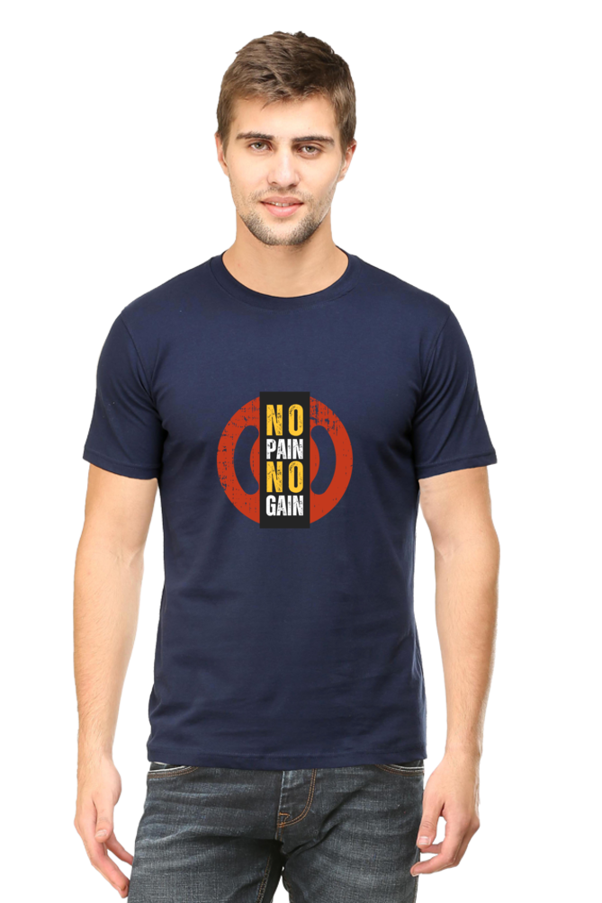 Printed T Shirts for Men no pain no gain Printed t-Shirts Black