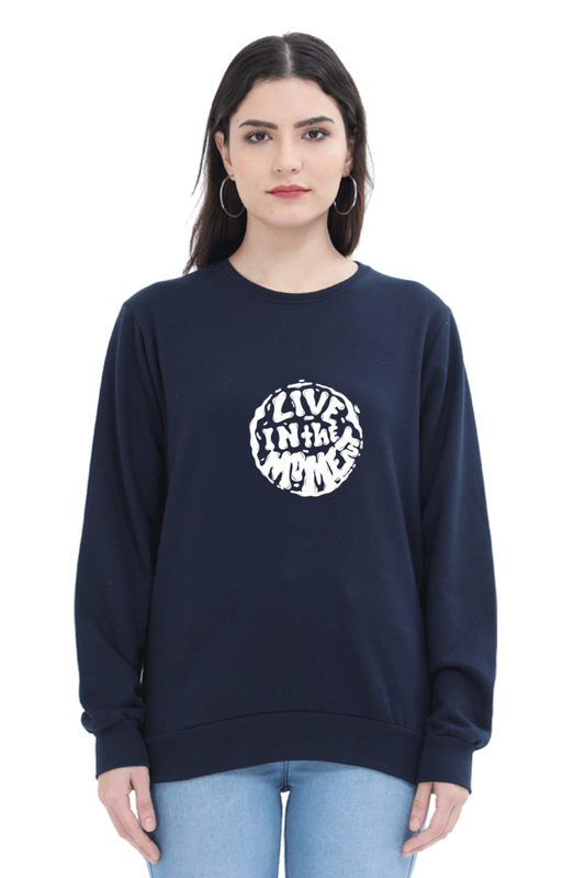 sweatshirts for women Live in the moment black sweatshirt women