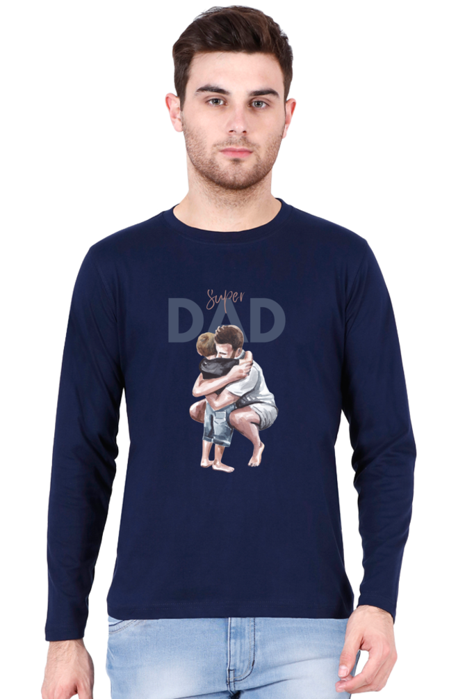 Printed Full Sleeve T Shirts super dad Full Sleeve Plain T Shirts