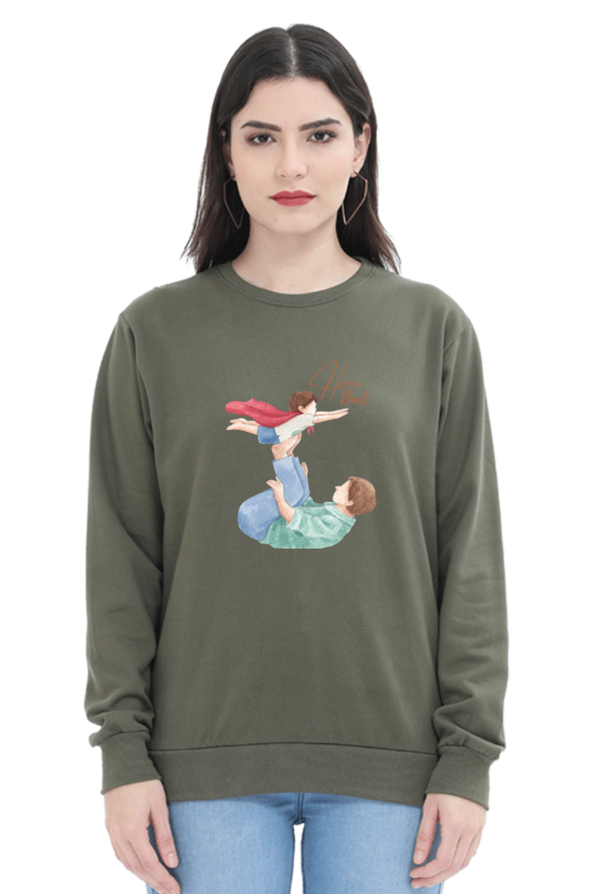 sweatshirts for women heroic dad round neck sweatshirt women's