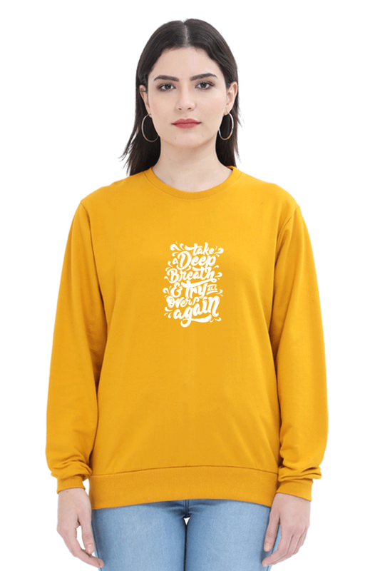 sweatshirts for women take a deep breath yellow sweatshirts for women