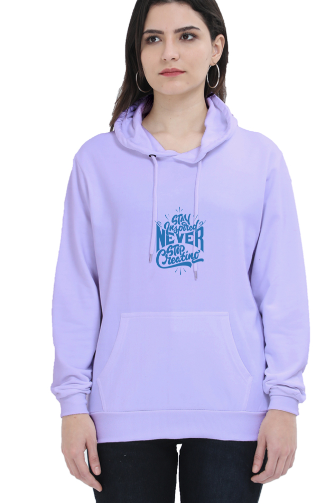 hoodies for women's never stop creating printed hoodies for women