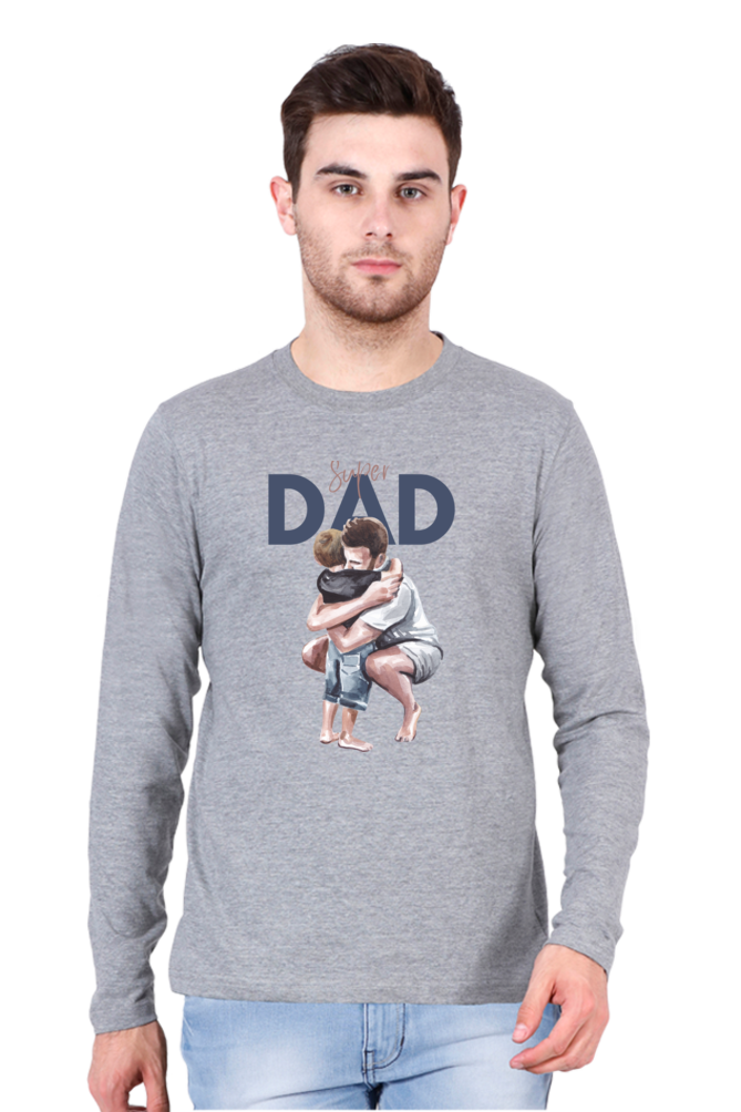 Printed Full Sleeve T Shirts super dad Full Sleeve Plain T Shirts