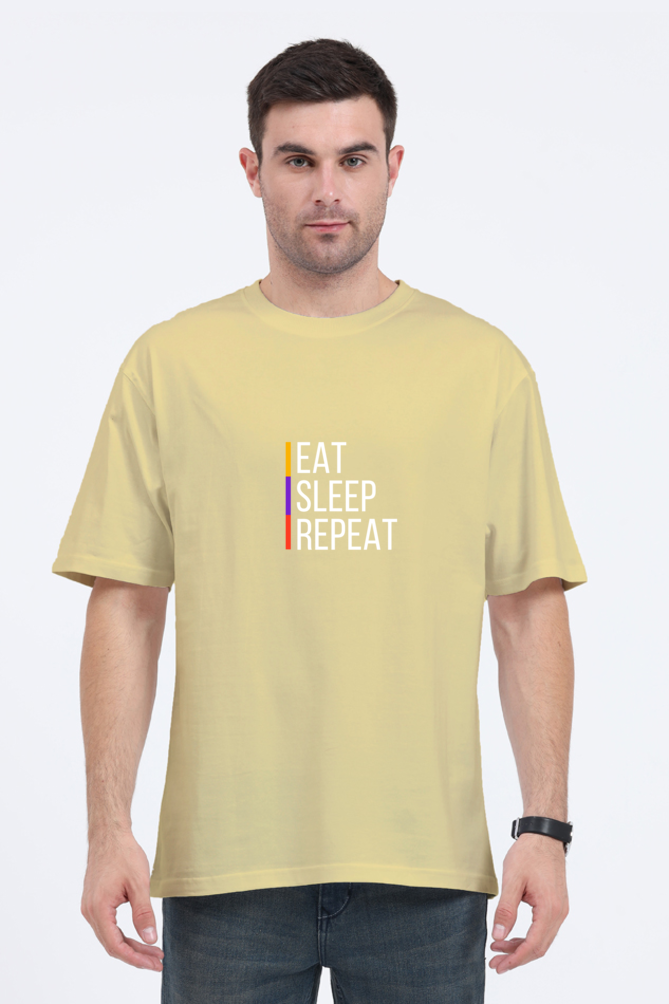 Oversized T Shirts eat sleep repeat Oversized T Shirt In Black