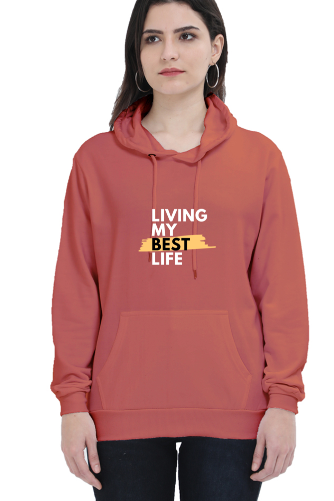 hoodies for women's living my best life printed hoodie