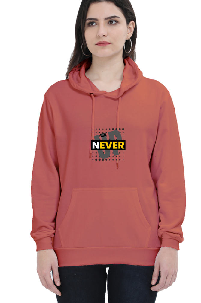 hoodies for women never give up printed hoodie