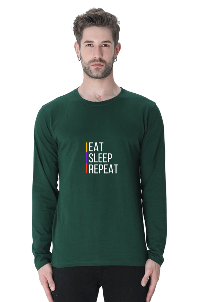 Printed Full Sleeve T Shirts eat sleep repeat Full Sleeve Printed Shirt