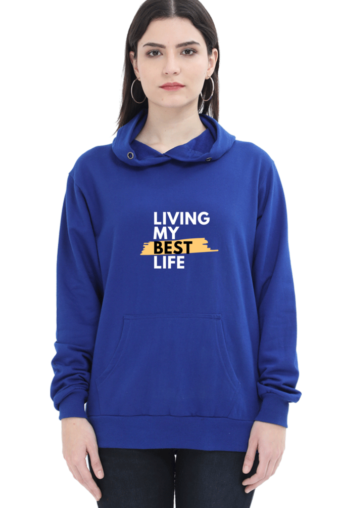 hoodies for women's living my best life printed hoodie