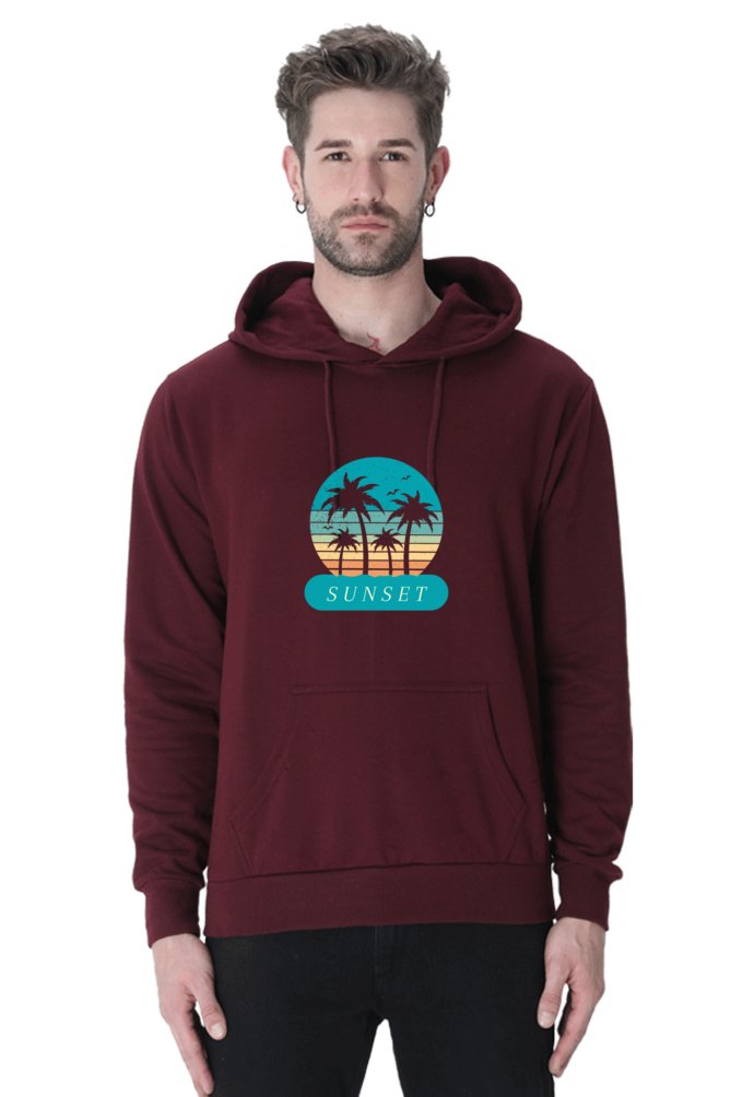 Hoodies Essential Blue Sunset Hoodies With Print On Black