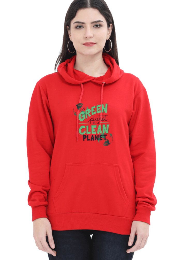 Hoodies For Women Green Planet Is A Clean Planet Printed Hoodie