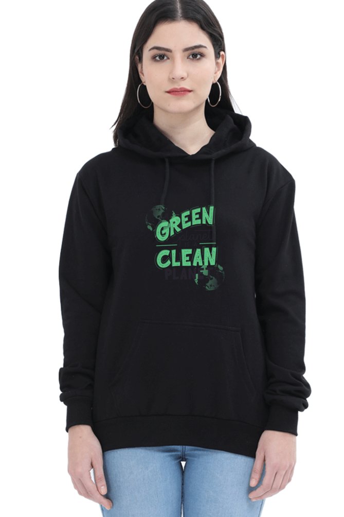 Hoodies For Women Green Planet Is A Clean Planet Printed Hoodie