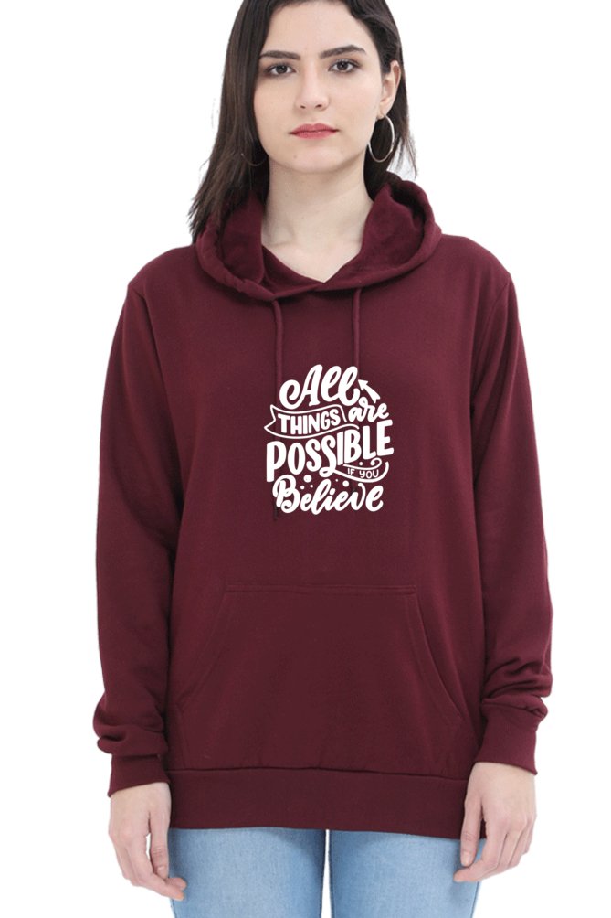 Hoodies For Women's All Things Are Possible Hoodies For Women Pink