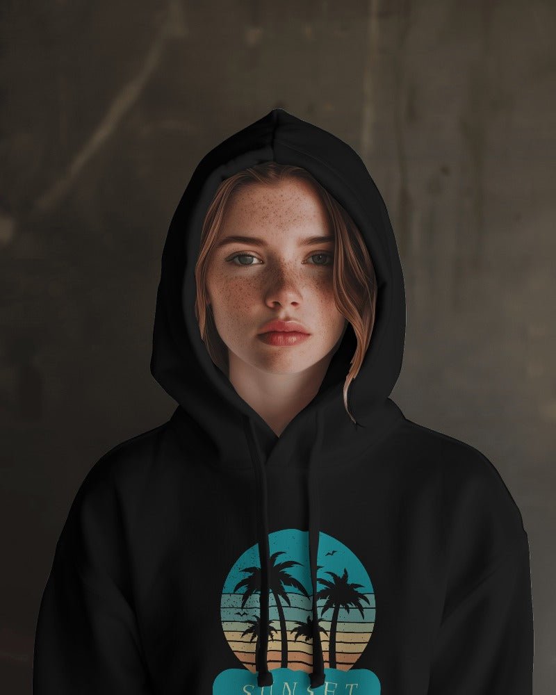 Hoodies For Women's Blue Sunset Printed Hoodie