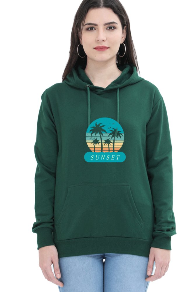 Hoodies For Women's Blue Sunset Printed Hoodie