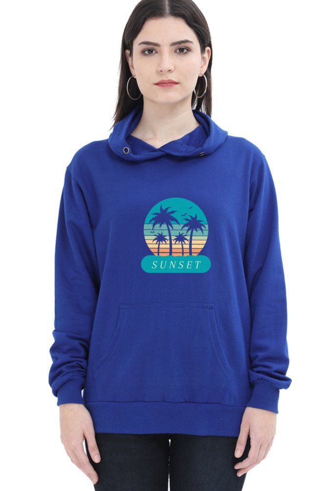 Hoodies For Women's Blue Sunset Printed Hoodie