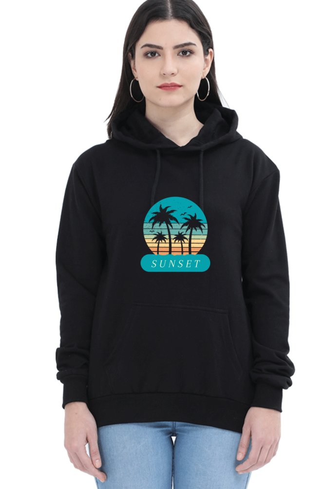 Hoodies For Women's Blue Sunset Printed Hoodie