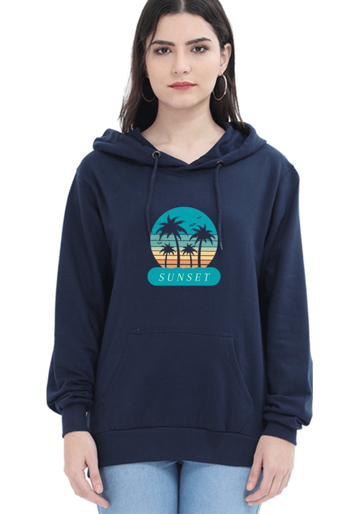 Hoodies For Women's Blue Sunset Printed Hoodie