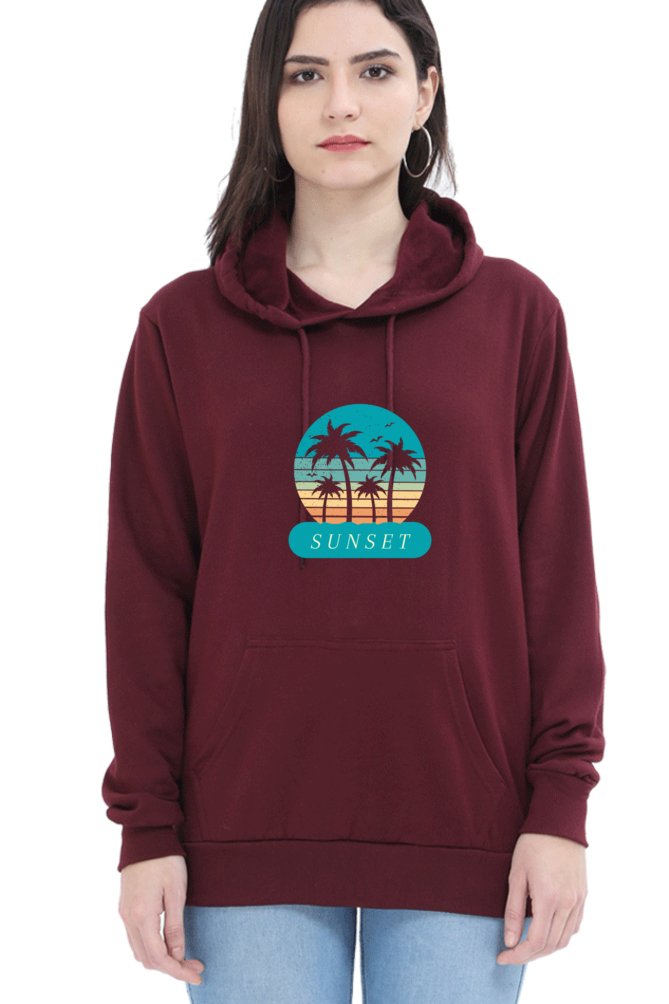 Hoodies For Women's Blue Sunset Printed Hoodie