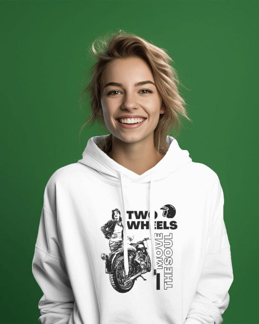 Hoodies For Women's Two Wheels Move Soul Hoodies For Women White