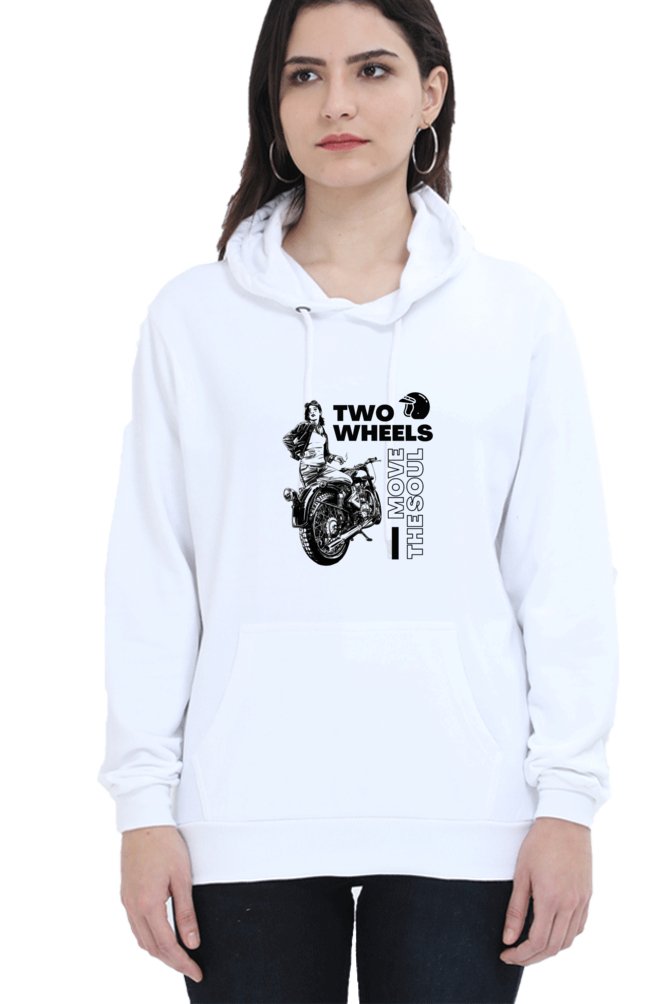 Hoodies For Women's Two Wheels Move Soul Hoodies For Women White