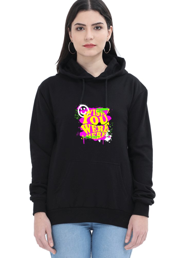 Hoodies For Women's Wish You were Here Printed Hoodie