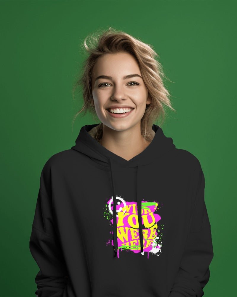 Hoodies For Women's Wish You were Here Printed Hoodie