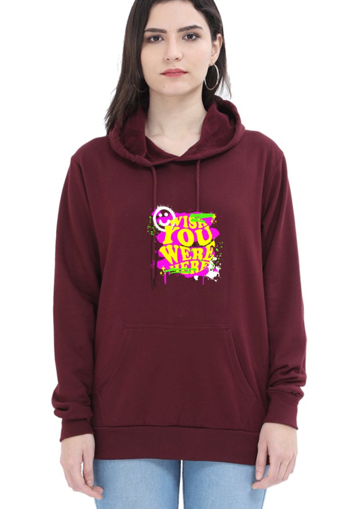 Hoodies For Women's Wish You were Here Printed Hoodie