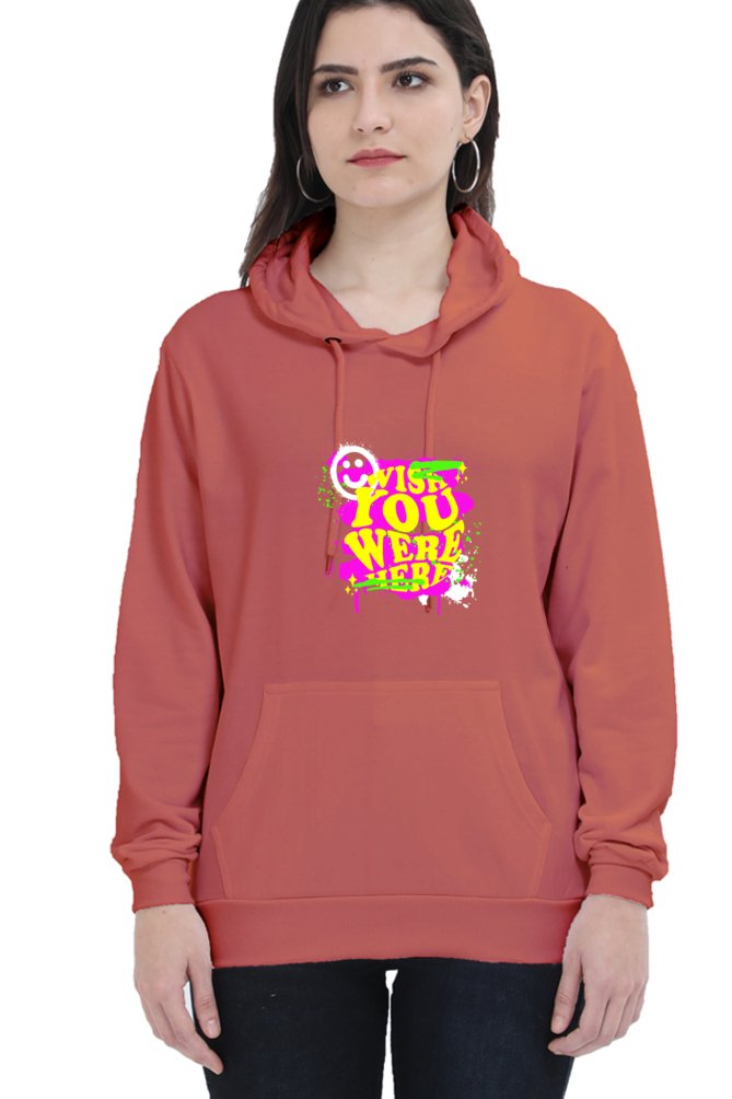 Hoodies For Women's Wish You were Here Printed Hoodie