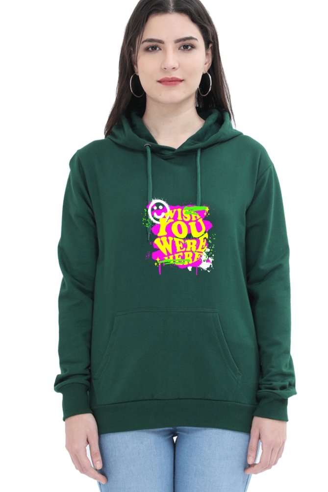 Hoodies For Women's Wish You were Here Printed Hoodie